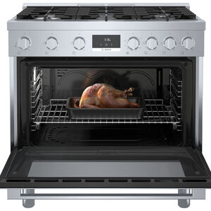 Bosch 800 Series 36 in. 3.4 cu. ft. Standard Convection Gas Range with 6 Sealed Burners - Stainless Steel, , hires