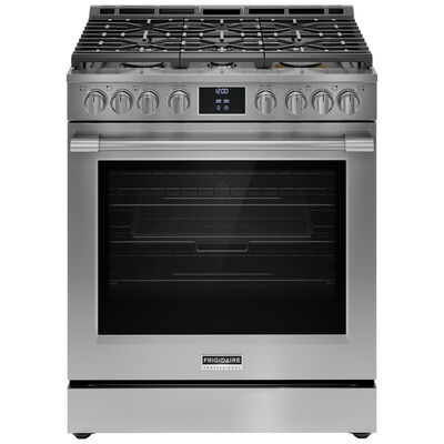 Frigidaire Professional 30 in. 6 cu. ft. Air Fry Standard Convection Steam Gas Range with 6 Sealed Burners - Stainless Steel | PCFG3080AF