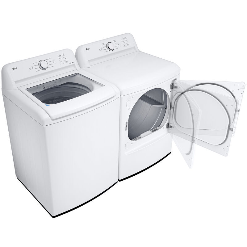 LG 27 in. 7.3 cu. ft. Gas Dryer with FlowSense Duct Clogging Indicator, LoDecibel Quiet Operation & Sensor Dry - White, White, hires