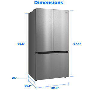 Midea 33 in. 22.6 cu. ft. Smart Counter Depth Garage-Ready French Door Refrigerator with Ice Maker - Stainless Steel, , hires