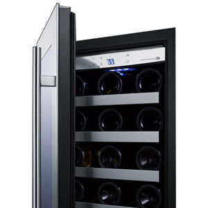 Summit Classic Collection 15 in. Compact Built-In/Freestanding 3.2 cu. ft. Wine Cooler with 34 Bottle Capacity, Single Temperature Zone & Digital Control - Stainless Steel, , hires