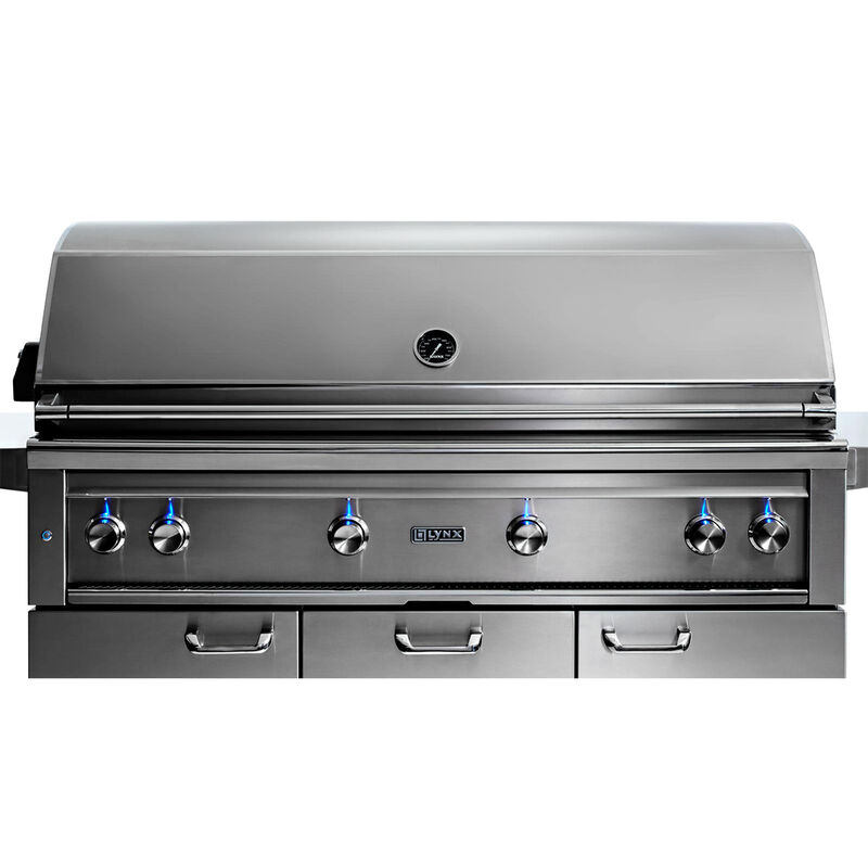 Lynx Professional 54 in. 4-Burner Natural Gas Grill with Rotisserie & Smoker Box - Stainless Steel, , hires
