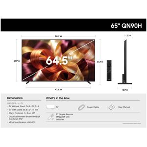 Samsung - 65" Class QN90H Neo QLED 4K UHD Smart Tizen TV, , hires