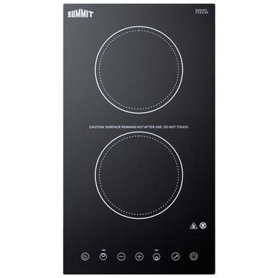 Summit 12 in. Electric Cooktop with 2 Smoothtop Burners - Black | CR2B15T1B