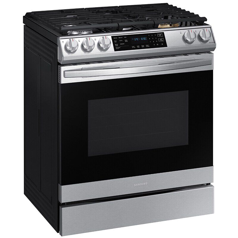 Samsung 30inch Slide-In Gas Range with 5 Sealed Burners, Griddle, 6.0 Cu.  Ft. Single Oven, Air Fry & Storage Drawer - Stainless Steel