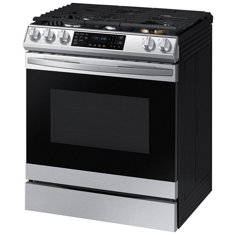 Samsung 30 in. 6.0 cu. ft. Smart Air Fry Convection Oven Slide-In Gas Range with 5 Sealed Burners & Griddle - Stainless Steel, Stainless Steel, hires