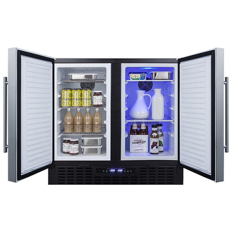 Summit 36 in. 5.8 cu. ft. Side by Side Undercounter Refrigerator - Stainless Steel with Black Cabinet, , hires