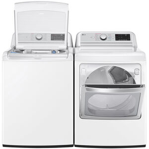 LG 27 in. 7.3 cu. ft. Smart Gas Dryer with Sanitize Cycle, TurboSteam Technology & Sensor Dry - White, White, hires