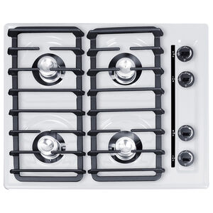 Summit 24 in. 4-Burner Natural Gas Cooktop - White, , hires