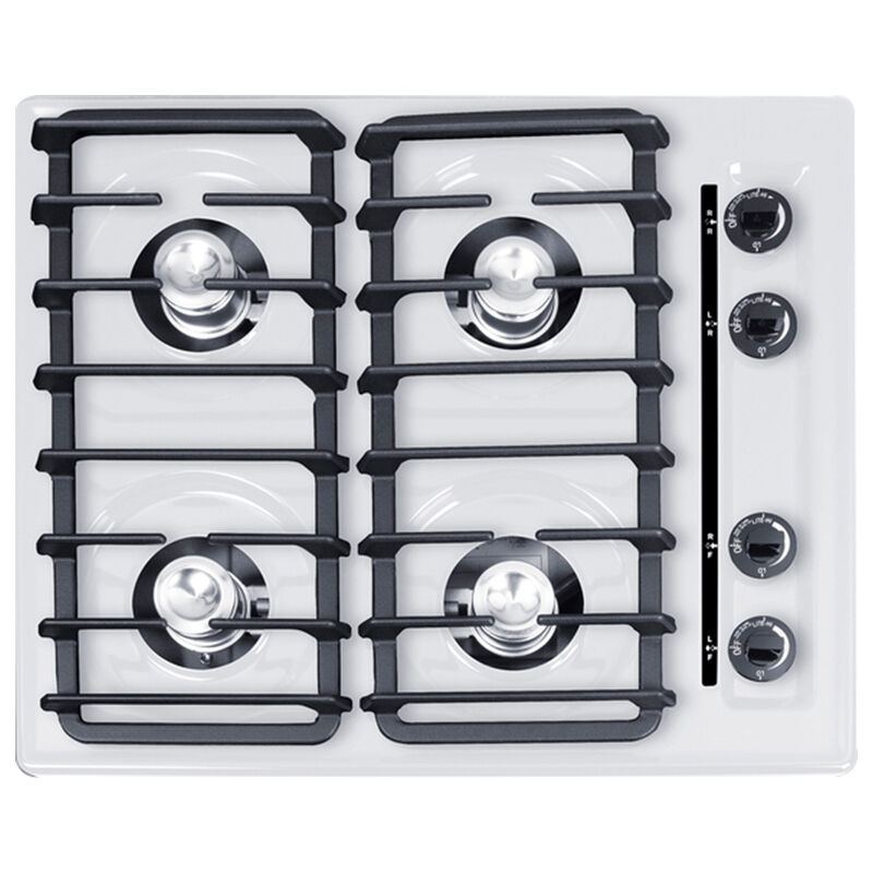 Summit 24 in. 4-Burner Natural Gas Cooktop - White, , hires