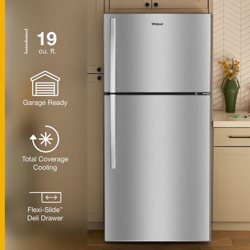 Whirlpool 30 in. 19.3 cu. ft. Garage-Ready Top Freezer Refrigerator - Fingerprint Resistant Stainless, , hires