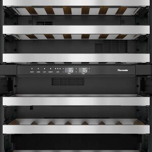 Thermador Masterpiece Series 24 in. Undercounter Wine Cooler with Wood Racks, Dual Temperature Zones & 41 Bottle Capacity - Stainless Steel, , hires