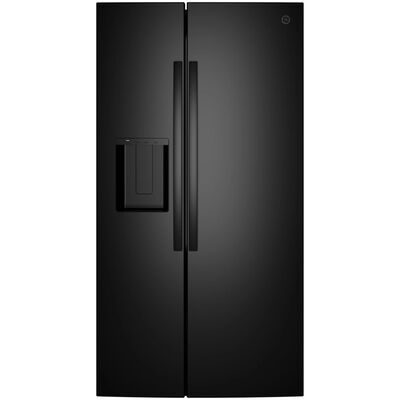 GE 36 in. 23.6 cu. ft. Counter Depth Side-by-Side Refrigerator with Ice & Water Dispenser - Black | GZS24NGYBB