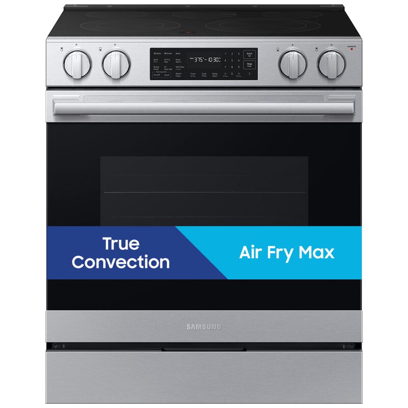 Samsung Bespoke 30 in. 6.3 cu. ft. Smart Air-Fry True European Convection Slide-In Electric Range with Radiant Burners - Stainless Steel, Stainless Steel, hires
