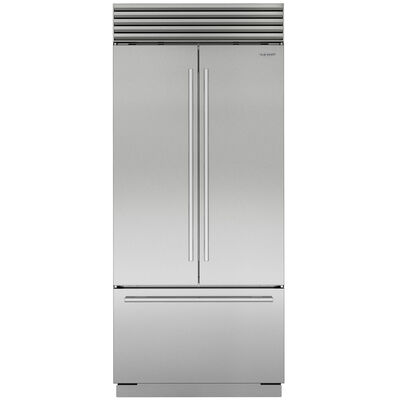 Sub-Zero Classic Series 36 in. Built-In 20.5 cu. ft. Smart Counter Depth French Door Refrigerator with Tubular Handles & Internal Water Dispenser - Stainless Steel | CL365UFDIDST