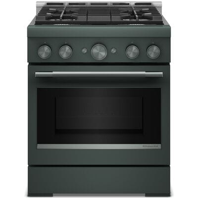 KitchenAid Commercial-Style 30 in. 4.1 cu. ft. Air-Fry True European Convection Gas Range with 4 Sealed Burners - Juniper | KFGS930SJP