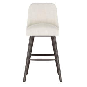 Skyline Furniture Modern Mid Century Bar Stool in Linen Fabric - Talc, Talc, hires