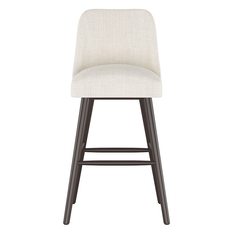 Skyline Furniture Modern Mid Century Bar Stool in Linen Fabric - Talc, Talc, hires