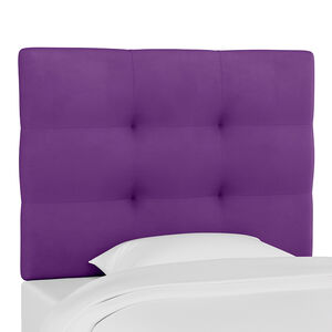 Skyline Furniture Kids Pull Tufted Microsuede Fabric Full Size Headboard-Hot Purple, , hires