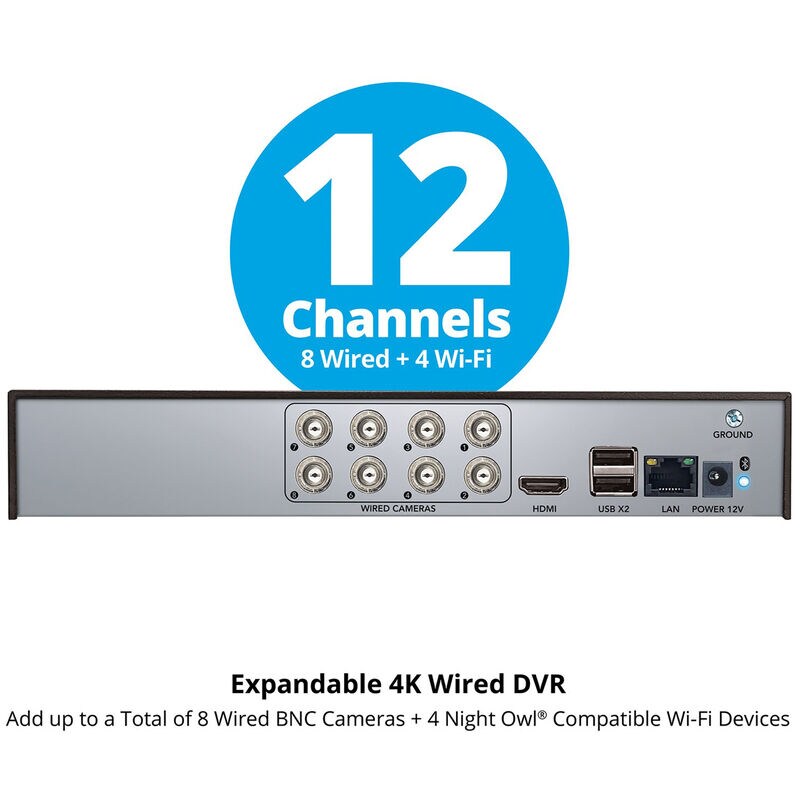 Night Owl - 12 Channel 6 Camera Wired 4K 2TB DVR Security System - White, , hires