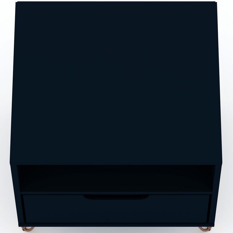 Manhattan Comfort Rockefeller Mid-Century Modern 1-Drawer Nightstand Tatiana Midnight Blue, Midnight Blue, hires