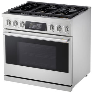 LG Signature 36 in. 6.3 cu. ft. Smart Air-Fry True European Convection Slide-In Gas Range with 6 Sealed Burners - Stainless Steel, , hires