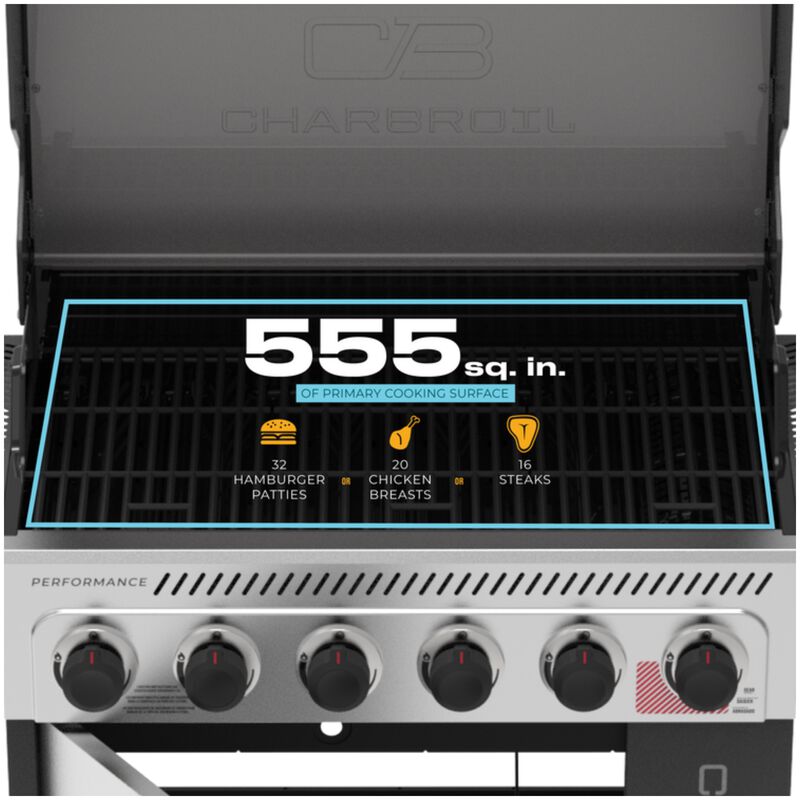Char-Broil Performance 6-Burners Liquid Propane Gas Grill with Side Burner & Sear Burner - Grey and Stainless Steel, , hires