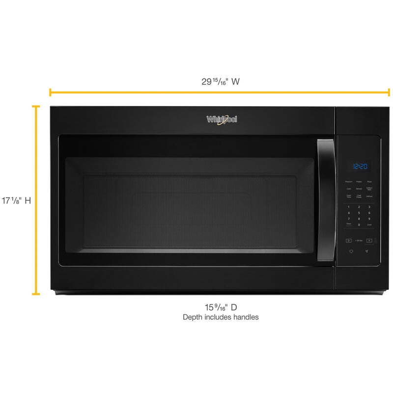 Whirlpool 30" 1.7 Cu. Ft. Over-the-Range Microwave with 10 Power Levels & 300 CFM - Black, Black, hires