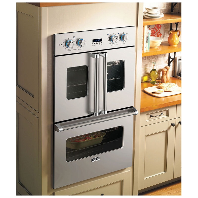 Viking 7 Series 30 in. 9.4 cu. ft. Top Control Electric Double Wall Oven with True European Convection - Stainless Steel, , hires