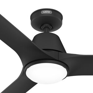 Hunter 52 inch Aeronaut Wi-Fi ENERGY STAR Matte Black Damp Rated Ceiling Fan with LED Light Kit and Handheld Remote, Matte Black, hires