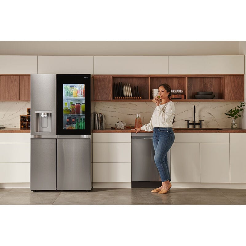 LG InstaView36 in. 27.1 cu. ft. Smart Side by Side Refrigerator with Ice & Water Dispenser - PrintProof Stainless Steel, PrintProof Stainless Steel, hires
