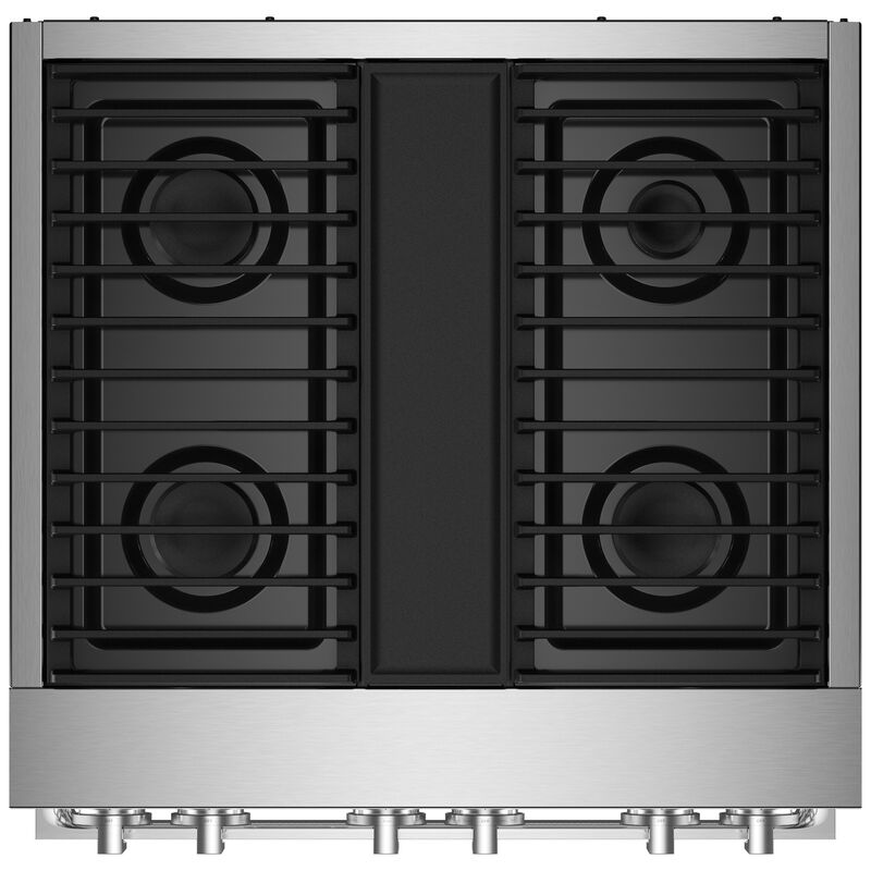 JennAir Noir Series 30 in. 4.1 cu. ft. Smart True European Convection Dual Fuel Range with 4 Sealed Burners - Stainless Steel, , hires