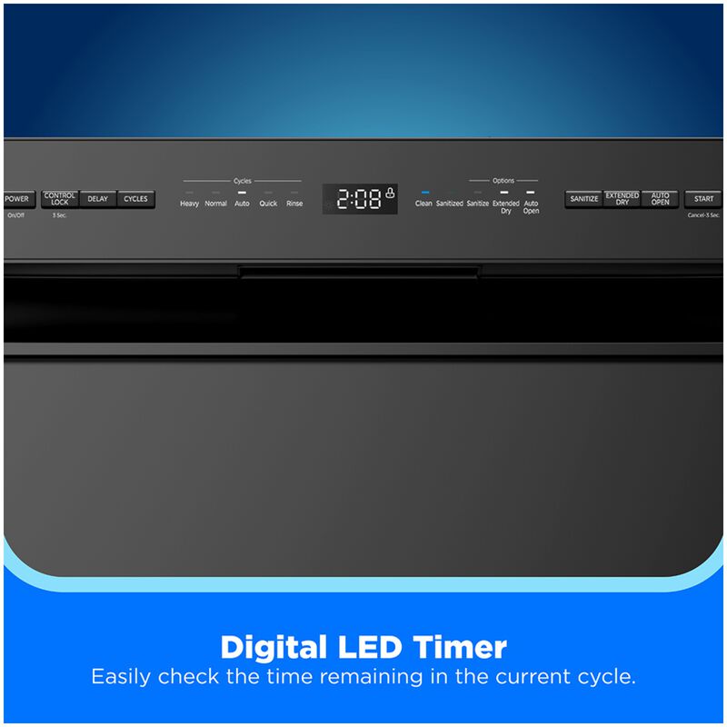 Midea 24 in. Front Control Flush-Mount Dishwasher with 52 dBA Sound level, Auto Open Door & Pocket Handle - Black, , hires