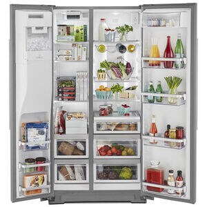 KitchenAid 36 in. 22.6 cu. ft. Counter Depth Side by Side Refrigerator with Ice & Water Dispenser - Stainless Steel with PrintShield Finish, Stainless Steel with PrintShield Finish, hires