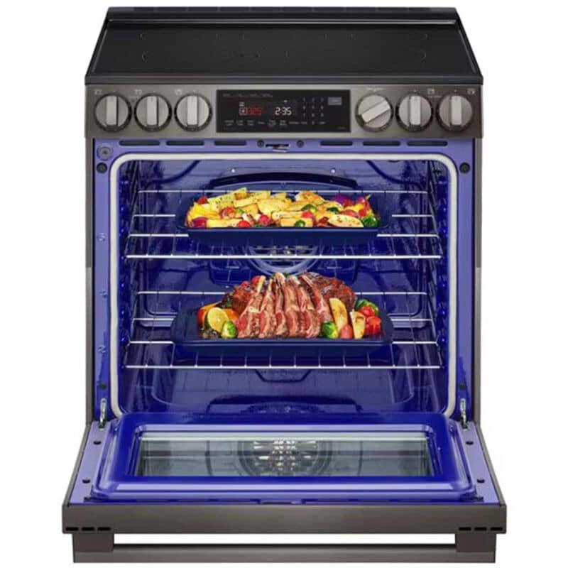 LG 30 in. 6.3 cu.ft. Smart Air-Fry True European Convection Slide-In Electric Range with Radiant Burners - Black Stainless Steel, , hires