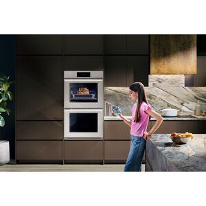 Signature Kitchen Suite Transitional 30 in. 9.4 cu. ft. Smart Top Control SteamElectric Double Wall Oven with True European Convection - Stainless Steel, , hires