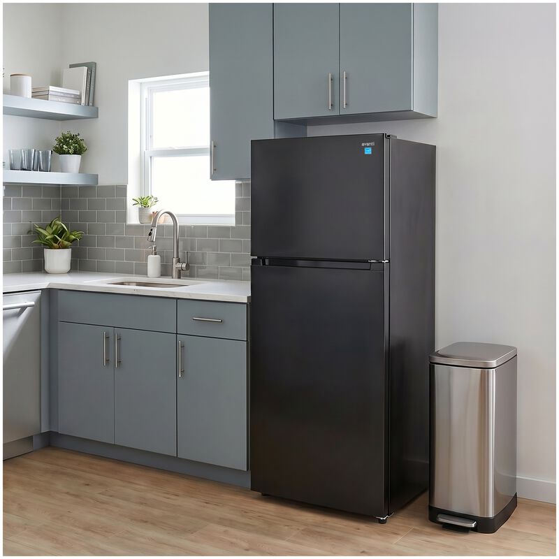 Avanti 28 in. 14.6 cu. ft. Counter Depth Garage-Ready Top Freezer Refrigerator - Black, Black, hires