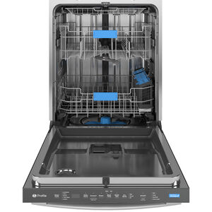 GE Profile 24 in. Top Control Flush-Mount Smart Dishwasher with 44 dBa Sound Level, 3rd-Rack & Dry Boost - Fingerprint Resistant Stainless, , hires