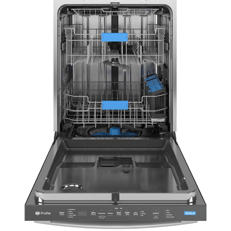 GE Profile 24 in. Top Control Flush-Mount Smart Dishwasher with 44 dBa Sound Level, 3rd-Rack & Dry Boost - Fingerprint Resistant Stainless, , hires