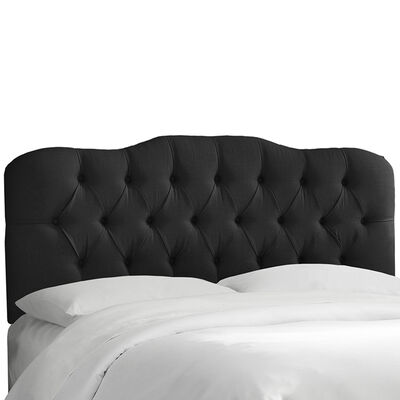 Skyline Furniture Tufted Linen Fabric Upholstered Full Size Headboard - Black | 741FLNNBLC