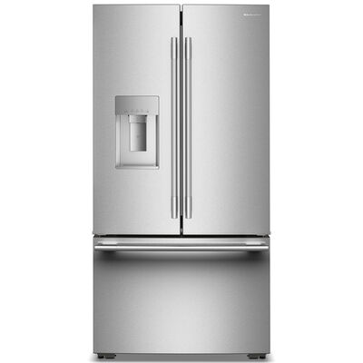 KitchenAid 36 in. 23.9 cu. ft. Counter Depth French Door Refrigerator with Ice & Water Dispenser - Stainless Steel with PrintShield Finish | KRFC736SPS