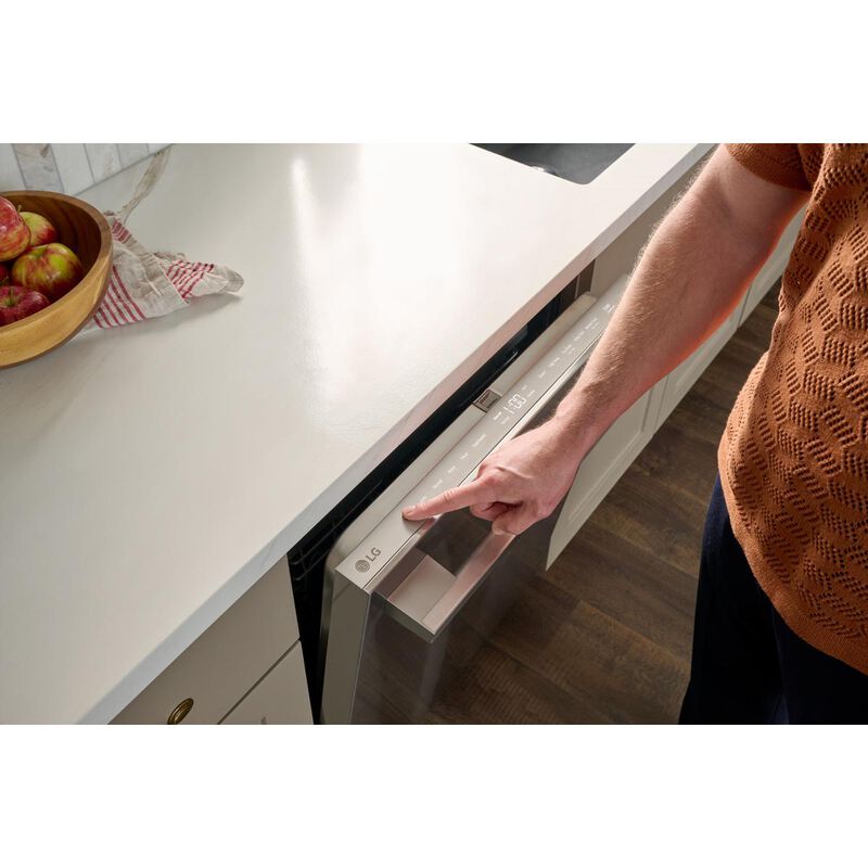 LG 24 in. Top Control Smart Dishwasher with 46 dBA Sound Level, 3rd Rack, QuadWash Pro & Dynamic Heat Dry - PrintProof Stainless Steel, , hires