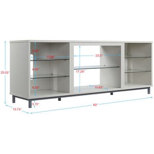 Manhattan Comfort Brighton 60" TV Stand with Glass Shelves & Media Wire Management - Beige, , hires