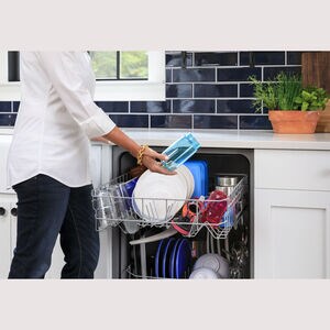 GE 24 in. Front Control Flush-Mount Dishwasher with 55 dBa Sound Level, Dry Boost & Pocket Handle - Stainless Steel, Stainless Steel, hires