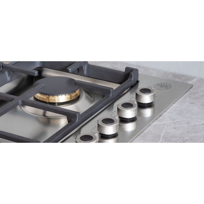 Bertazzoni Professional Series 36 in. 5-Burner Natural Gas Cooktop with Simmer Burner & Power Burner - Stainless Steel, , hires