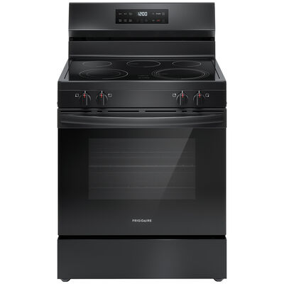 Frigidaire 30 in. 5.3 cu. ft. Oven Freestanding Electric Range with 5 Smoothtop Burners - Black | FCRE3062AB