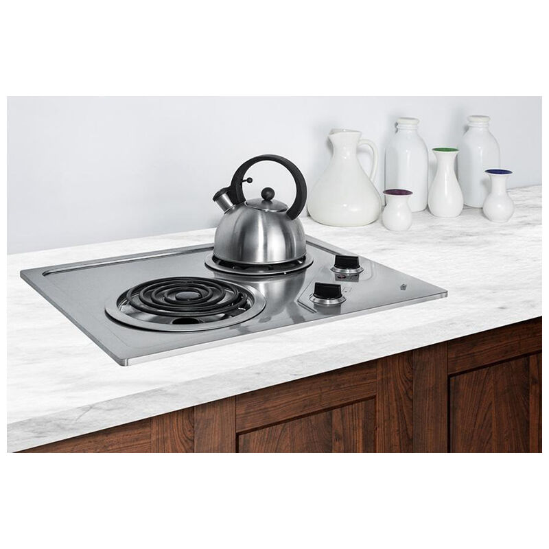 Summit 21 in. 2-Burner 220V Electric Cooktop - Stainless Steel, , hires