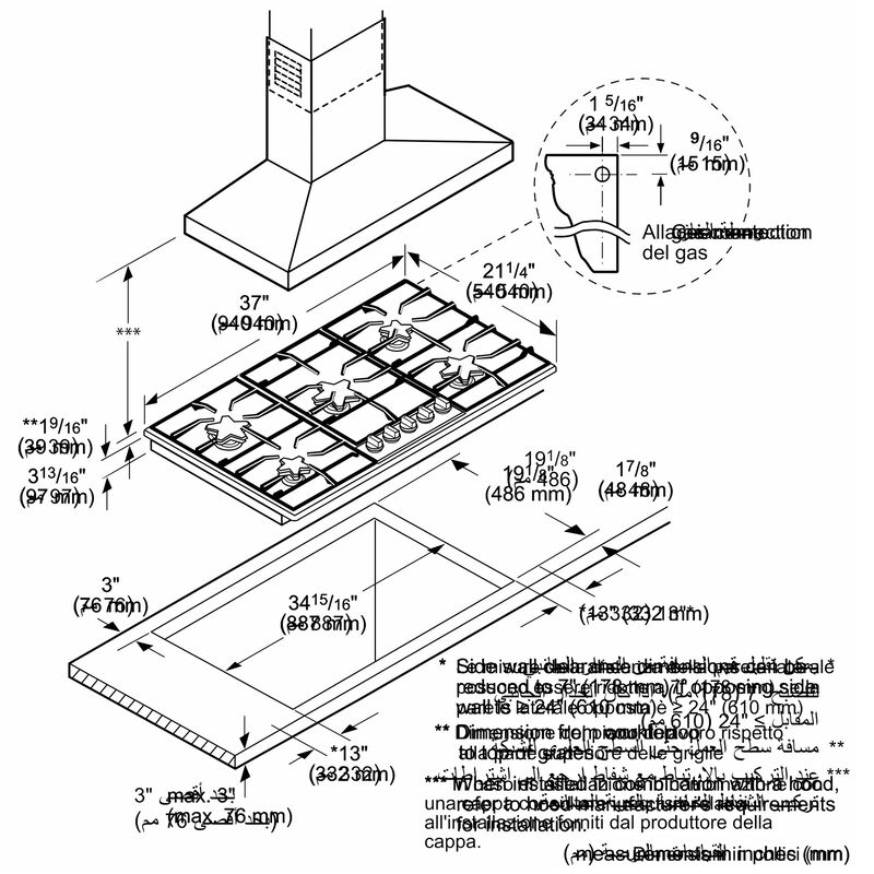 Thermador Masterpiece Series 36 in. 5-Burner Natural Gas Cooktop with Power Burner - Stainless Steel, , hires
