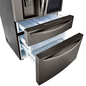 LG InstaView 36 in. 22.5 cu. ft. Smart Counter Depth 4-Door French Door Refrigerator with Ice & Water Dispenser - PrintProof Black Stainless Steel, PrintProof Black Stainless Steel, hires