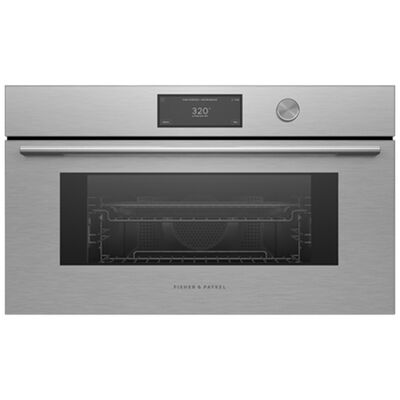 Fisher & Paykel Series 9 30 in. 1.7 cu. ft. Smart Speed Electric Single Wall Oven with True European Convection - Brushed Silver Glass | OM30NCUDX3